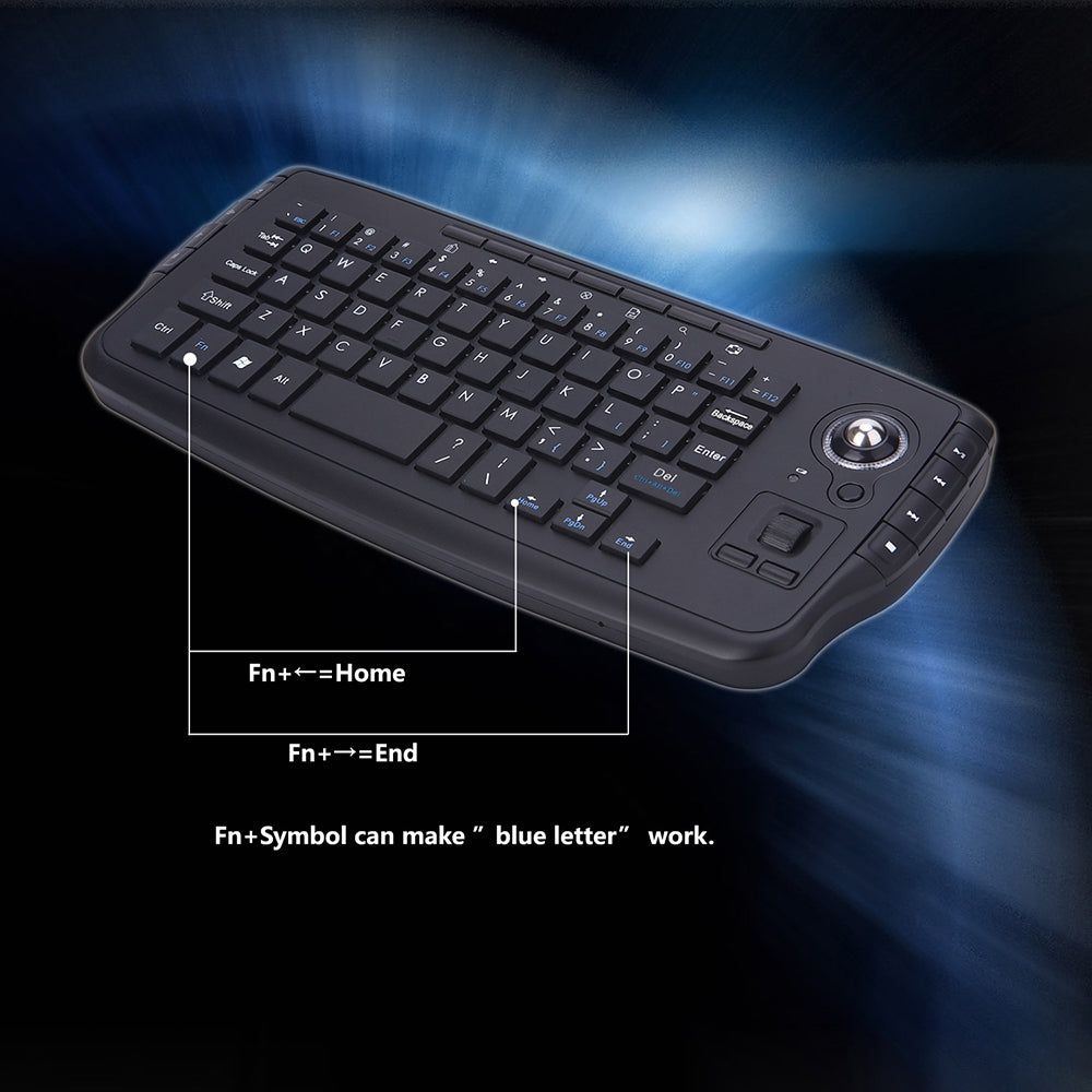 2.4G Wireless Keyboard Multimedia 1200DPI Trackball Air Mouse for Laptop PC