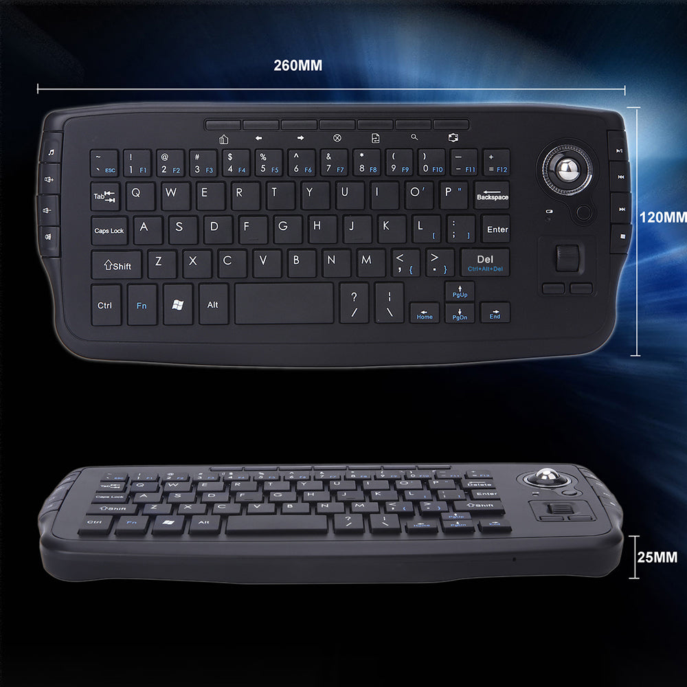 2.4G Wireless Keyboard Multimedia 1200DPI Trackball Air Mouse for Laptop PC