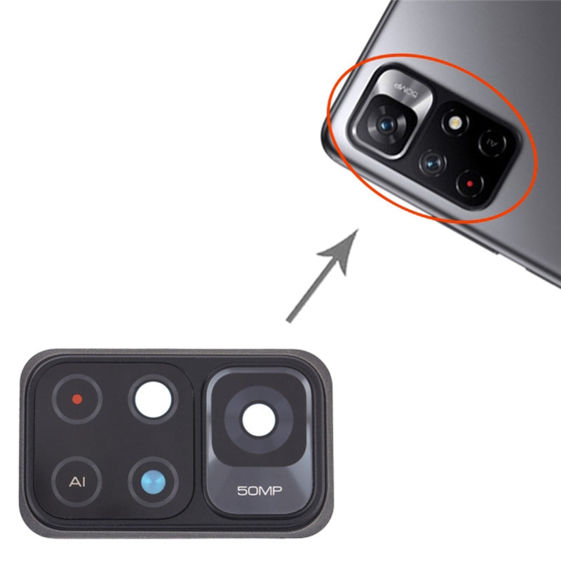 For Xiaomi Redmi Note 11 (China) 21091116AC / Poco M4 Pro 5G 21091116AG, MZB0BGVIN OEM Back Camera Lens Holder Cover with Glass Part (without Logo)