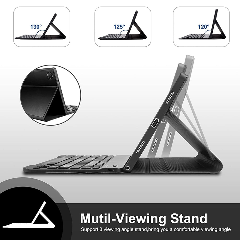 Adjustable Stand Tablet Case for Samsung Galaxy Tab A8 10.5 inch 2022 Detachable Bluetooth Keyboard Auto Sleep Protective PU Leather Cover with Pencil Holder