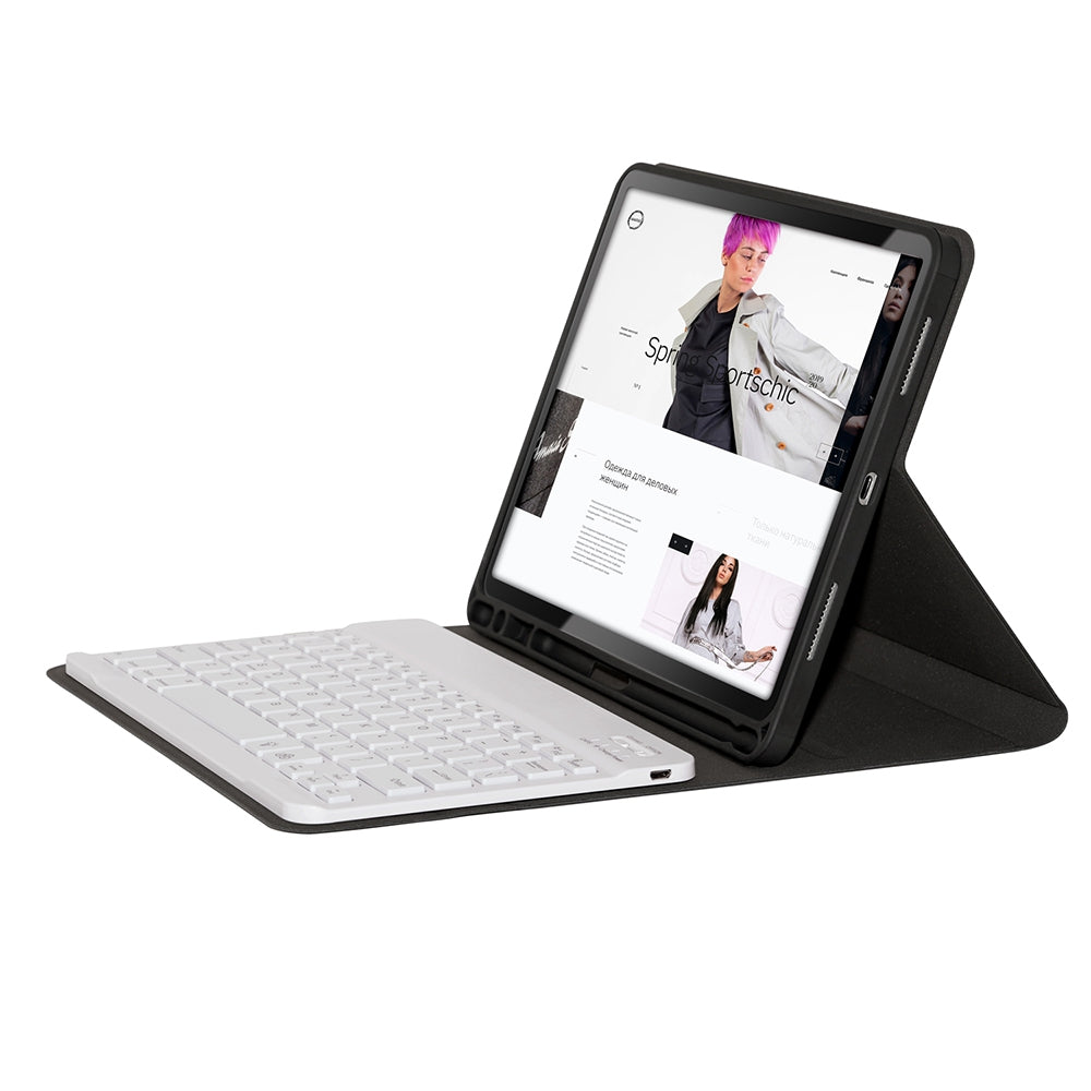 For iPad 9.7-inch (2017)/9.7-inch (2018)/Pro 9.7 inch (2016)/Air (2013)/Air 2 Textured PU Leather Cover Shell + Ultra Slim Wireless Bluetooth Keyboard Set