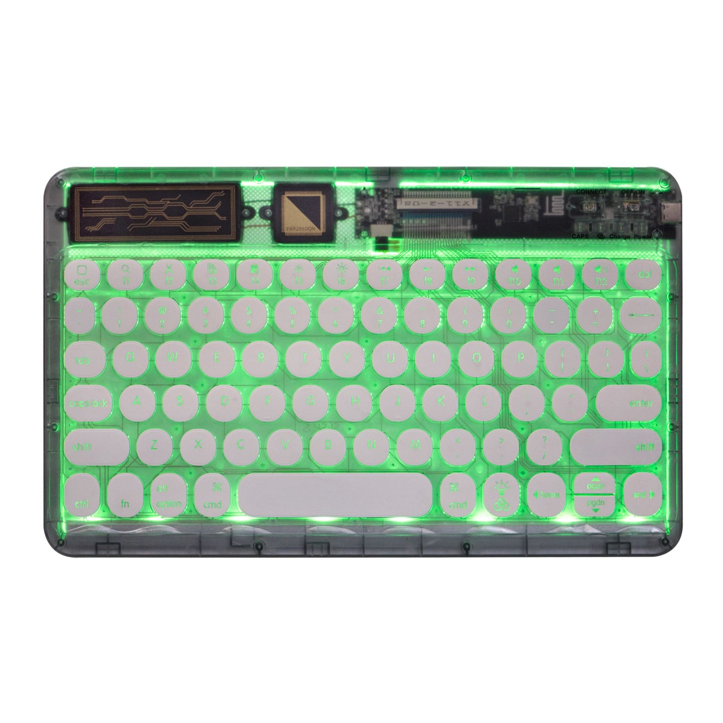 0303D Portable Bluetooth Keyboard Round Keycap Crystal Wireless Keyboard with Colorful Backlit