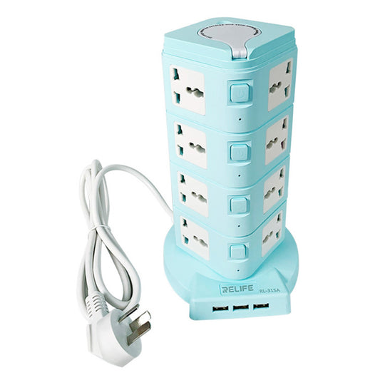 RELIFE RL-315A Smart Socket Multi-Function Safety Socket 4-Layer 3 USB Port Socket with Independent Switch, 180-Degree Night Light for Office Home