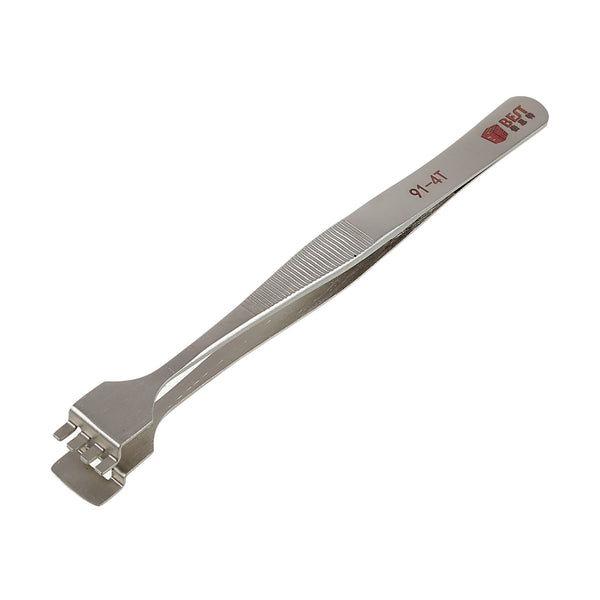 BEST BST-91-4T 1.2cm Tooth-shaped Crystal Wafer Tweezers Stainless Steel Maintenance Repair Tool Anti-Static Model Making Tool