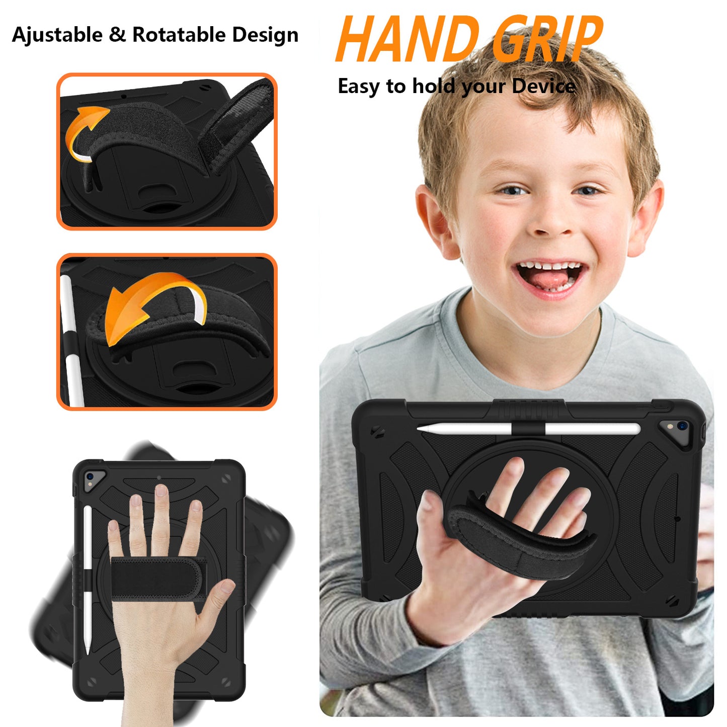 For iPad mini (2021) Shockproof Case Anti-Scratch Rotating Kickstand Case with Shoulder Strap Portable Silicone+PC Tablet Case