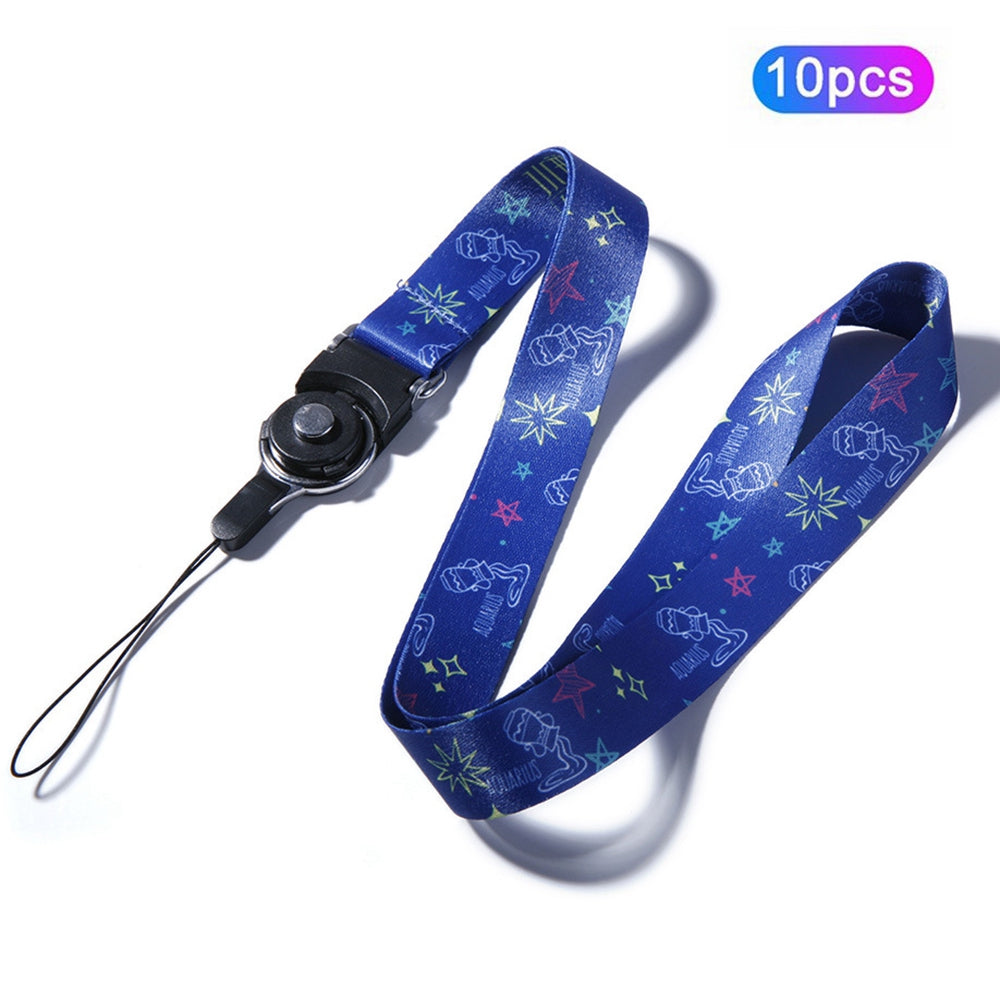 10Pcs / Pack 12 Constellations Cartoon Printed Rotating Buckle Lanyard Detachable Mobile Phone Name Tag Neck Strap