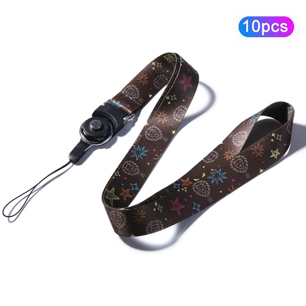 10Pcs / Pack 12 Constellations Cartoon Printed Rotating Buckle Lanyard Detachable Mobile Phone Name Tag Neck Strap