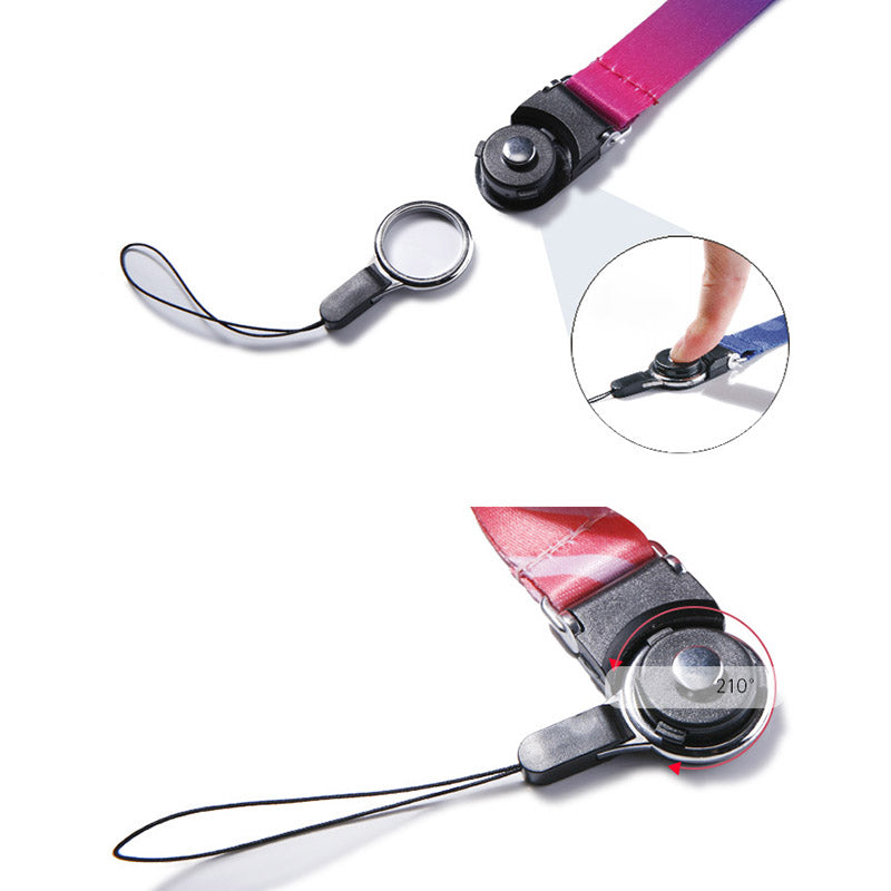 10Pcs / Pack Detachable Finger Ring Lanyard Rotating Buckle Mobile Phone Name Tag Neck Strap