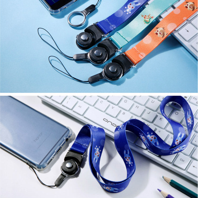 10Pcs / Pack Chinese Zodiac Printed Detachable Finger Ring Rope Rotating Buckle Lanyard Mobile Phone Name Tag Neck Strap