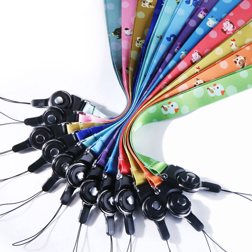 10Pcs / Pack Chinese Zodiac Printed Detachable Finger Ring Rope Rotating Buckle Lanyard Mobile Phone Name Tag Neck Strap