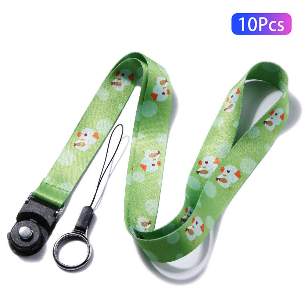 10Pcs / Pack Chinese Zodiac Printed Detachable Finger Ring Rope Rotating Buckle Lanyard Mobile Phone Name Tag Neck Strap