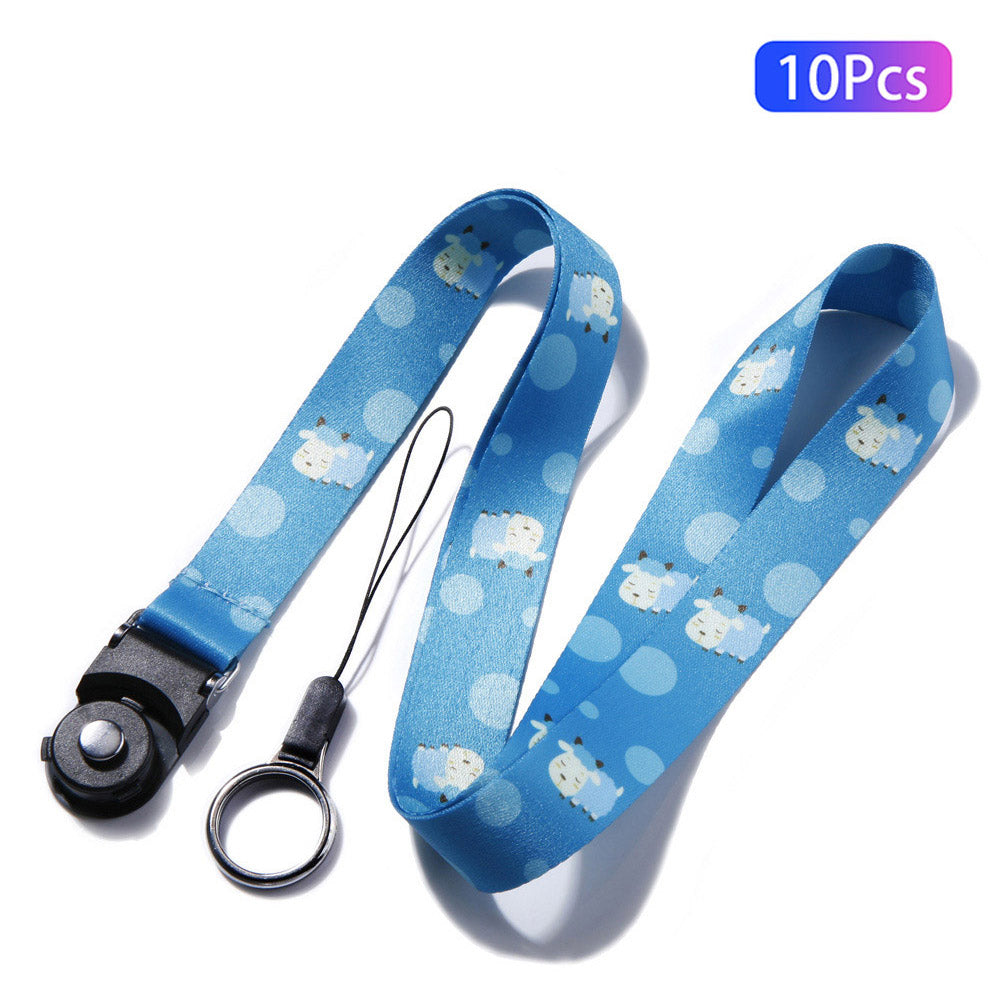10Pcs / Pack Chinese Zodiac Printed Detachable Finger Ring Rope Rotating Buckle Lanyard Mobile Phone Name Tag Neck Strap