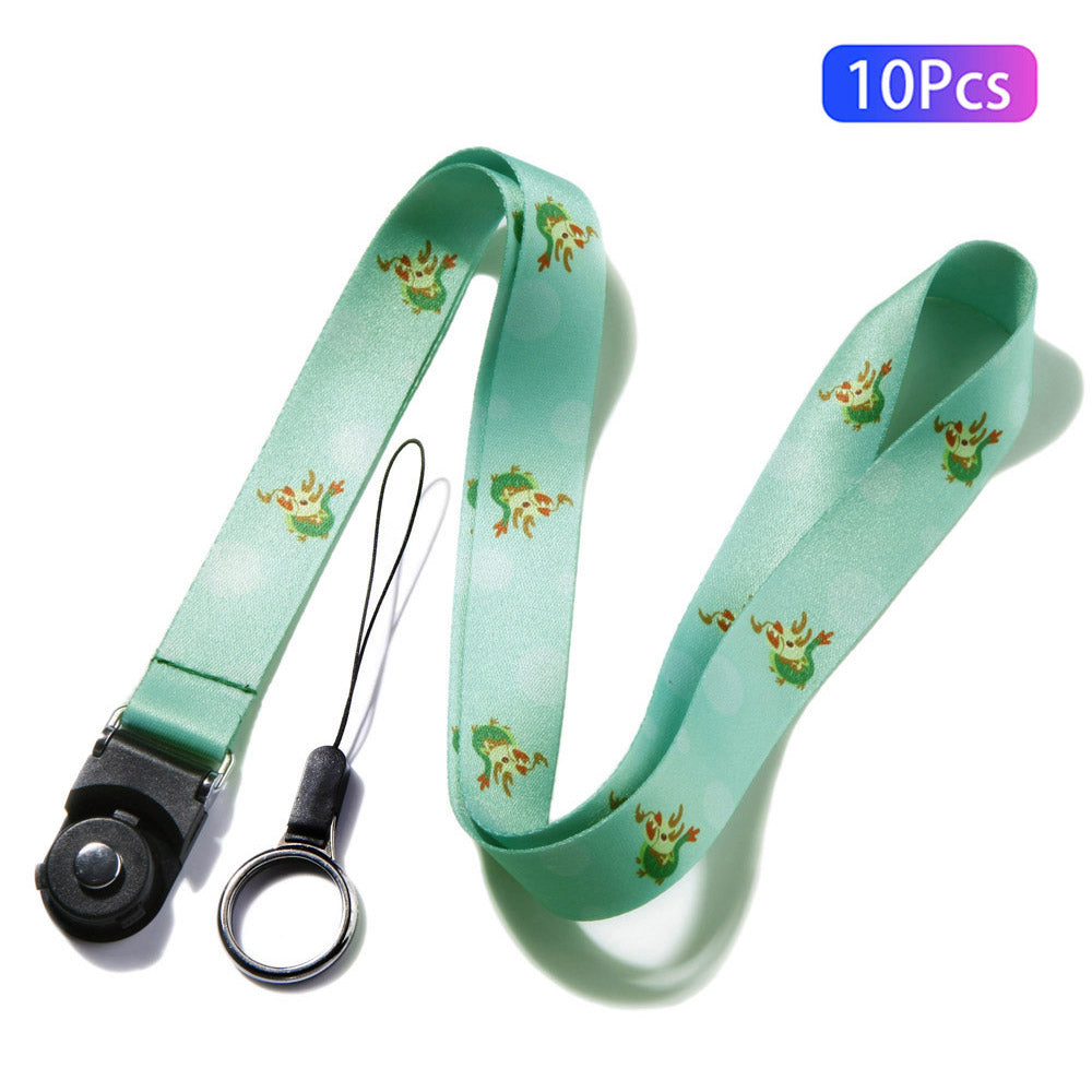 10Pcs / Pack Chinese Zodiac Printed Detachable Finger Ring Rope Rotating Buckle Lanyard Mobile Phone Name Tag Neck Strap