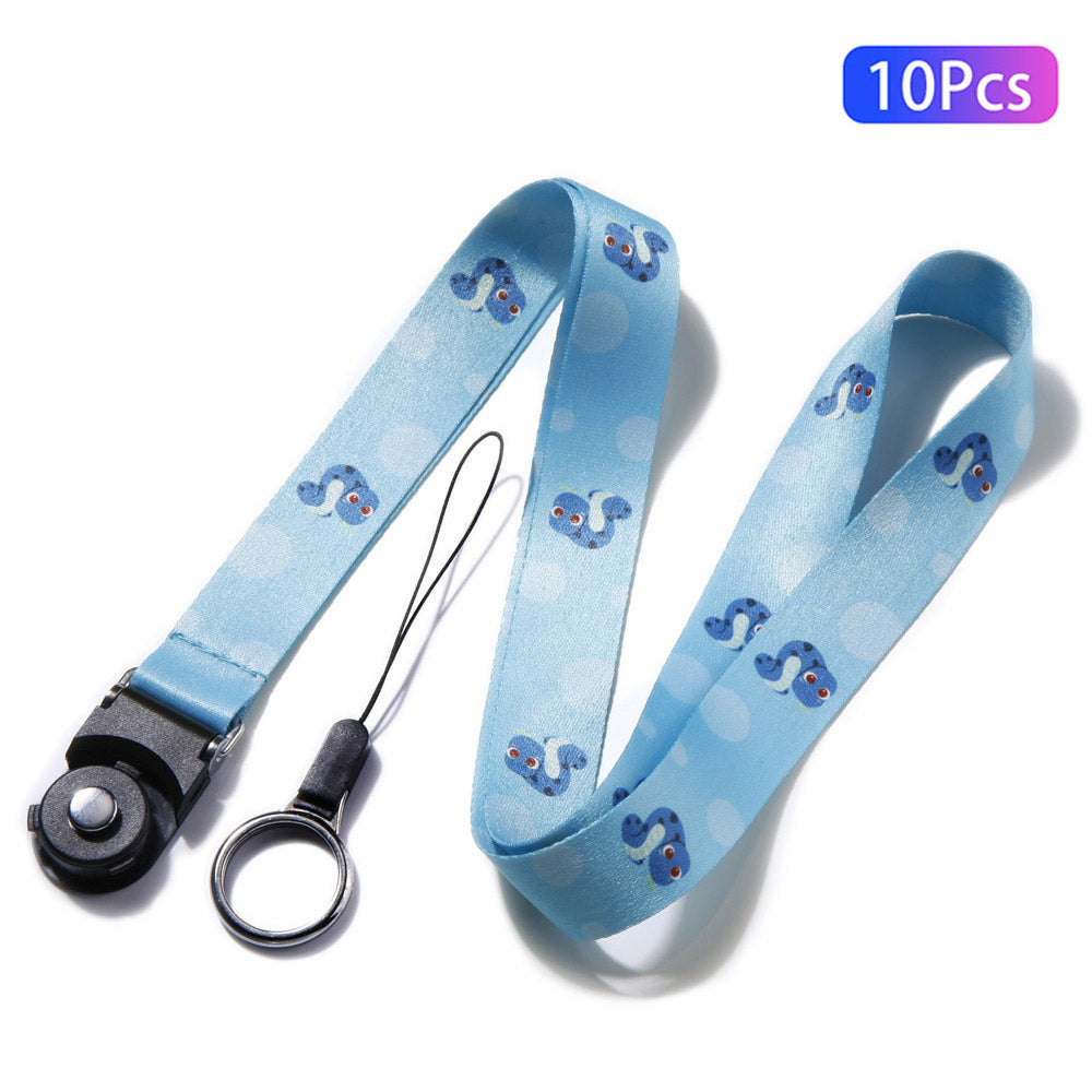 10Pcs / Pack Chinese Zodiac Printed Detachable Finger Ring Rope Rotating Buckle Lanyard Mobile Phone Name Tag Neck Strap