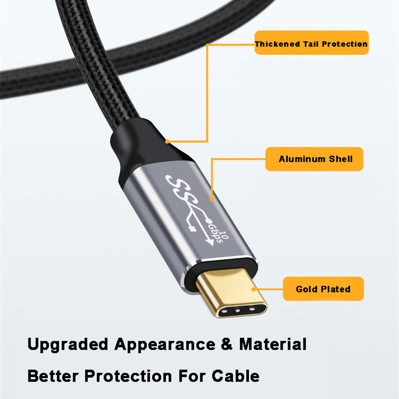 1m 100W PD USB-C QC4.0 4K Cable USB3.1 Gen2 10Gbps Thunderbolt 3 Fast Charging Data Video Transmission Cord for MacBook Air/iPad Pro 2020