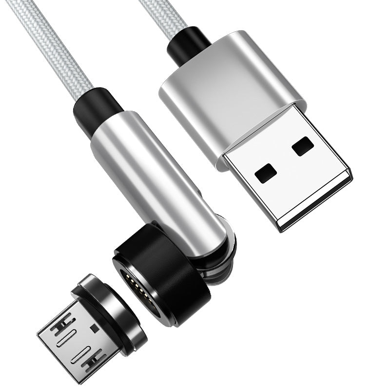 1m Nylon Braided Data Cord Fast Charging Cable + 540 Degrees Rotating Magnetic Attraction Micro Plug