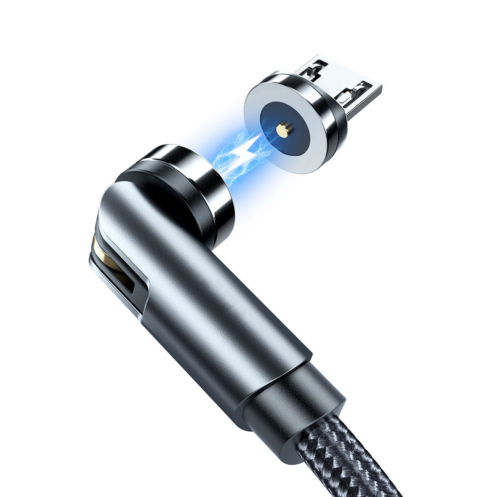 1m Braided Data Cord 540 Degrees Rotatable Charging Cable with Magnetic Adsorption Micro Plug