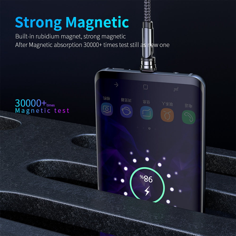 1m Braided Data Cord 540 Degrees Rotatable Charging Cable with Magnetic Adsorption Micro Plug