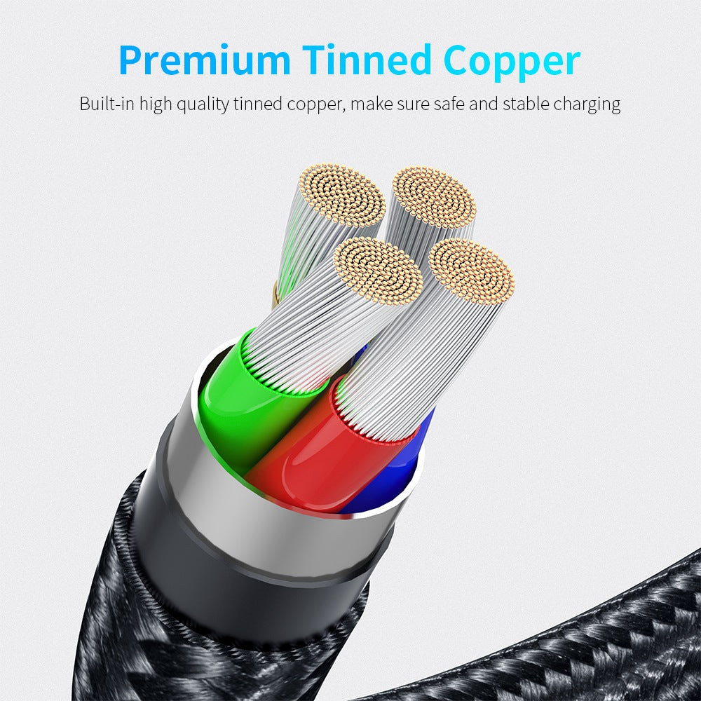 1m Braided Data Cord 540 Degrees Rotatable Charging Cable with Magnetic Adsorption Micro Plug
