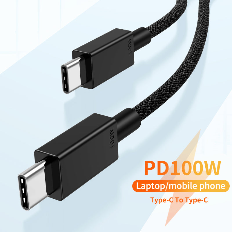 0.5m Braided Style Dual Type C Interface PD 100W Charging Cord for Laptops and Cell Phones
