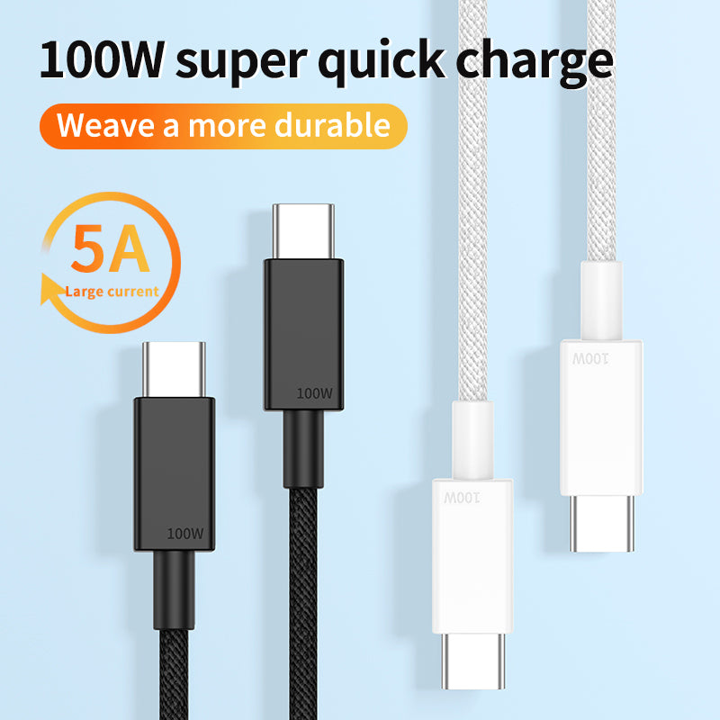0.5m Braided Style Dual Type C Interface PD 100W Charging Cord for Laptops and Cell Phones