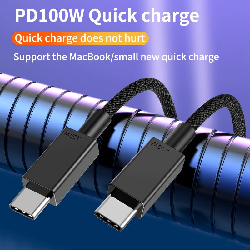 0.5m Braided Style Dual Type C Interface PD 100W Charging Cord for Laptops and Cell Phones