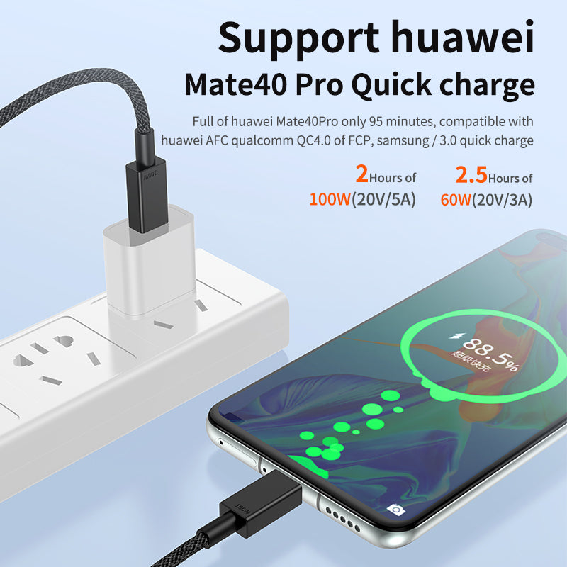 0.5m Braided Style Dual Type C Interface PD 100W Charging Cord for Laptops and Cell Phones