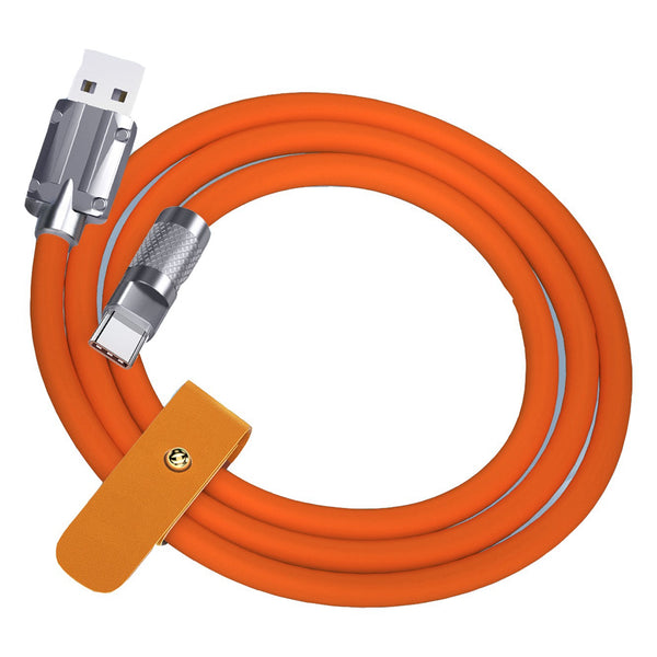1.5m 120W Type-C Fast Charging Cable Zinc Alloy Shell Liquid Silicone Data Cord with Indicator