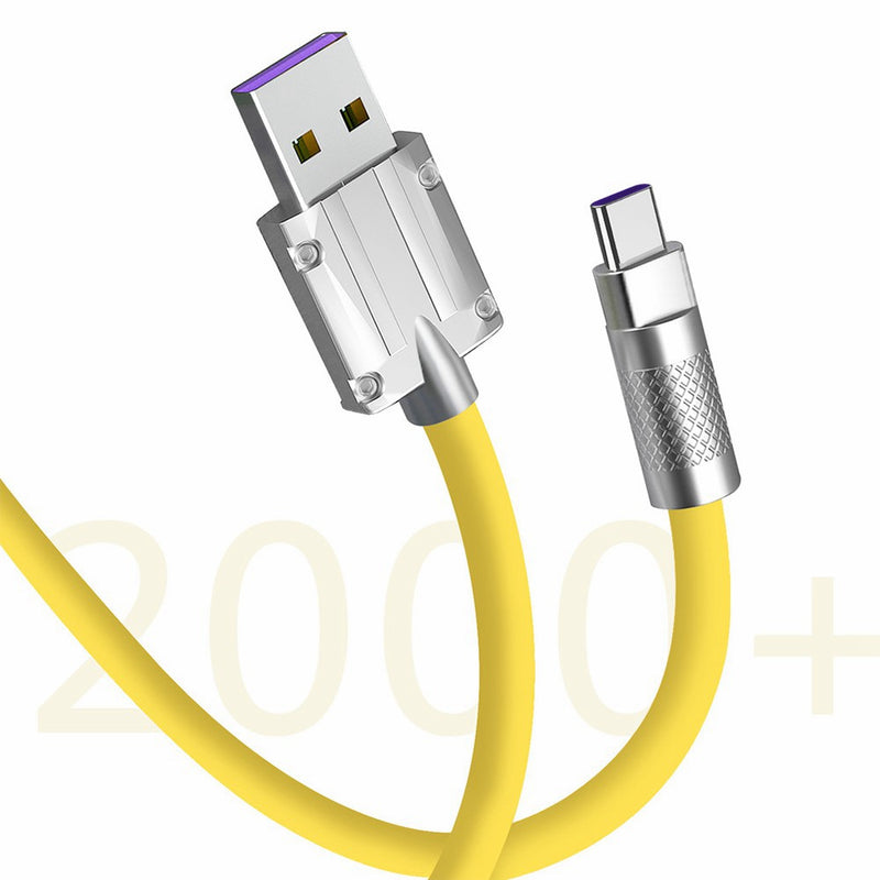 1m 120W Fast Charging Cable Zinc Alloy Shell Liquid Silicone USB-A to Type-C Data Cord