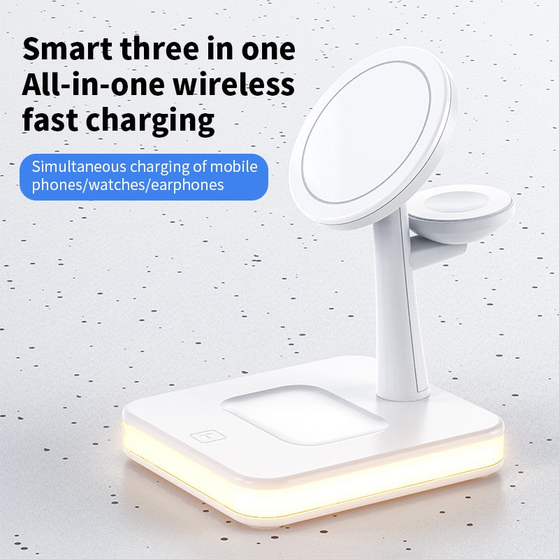 JJT-991 For iPhone / Apple Watch / AirPods 4 in 1 Magnetic Wireless Charger with USB Output Multifunction Charging Base