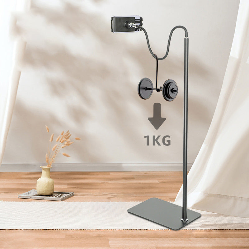 175cm Tablet Floor Stand Cell Phone Holder with Flexible Gooseneck Stable Base 360 Degree Rotating Mobile Phone Lazy Bracket Compatible with iPhone iPad for Live Streaming