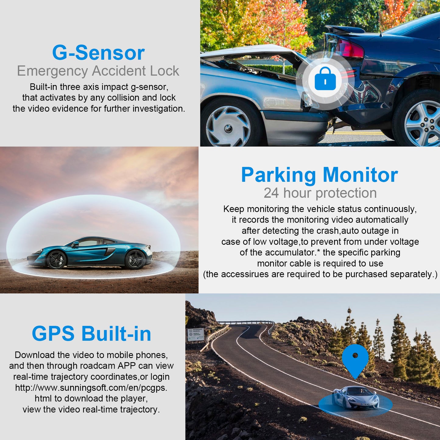 V53 4K UHD 2160P Car Parking Camera WiFi GPS Car Dashboard Camera Recorder 170-degree Wide Vision G-Sensor Design for AZDOME GS63H