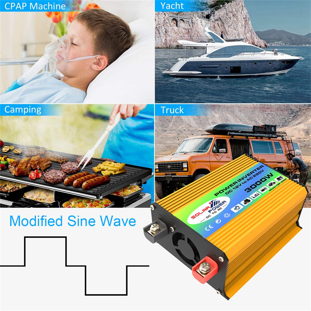 Tang I Generation 12V to 220V 3000W Intelligent Car Power Inverter with Dual USB for Camping, Traveling