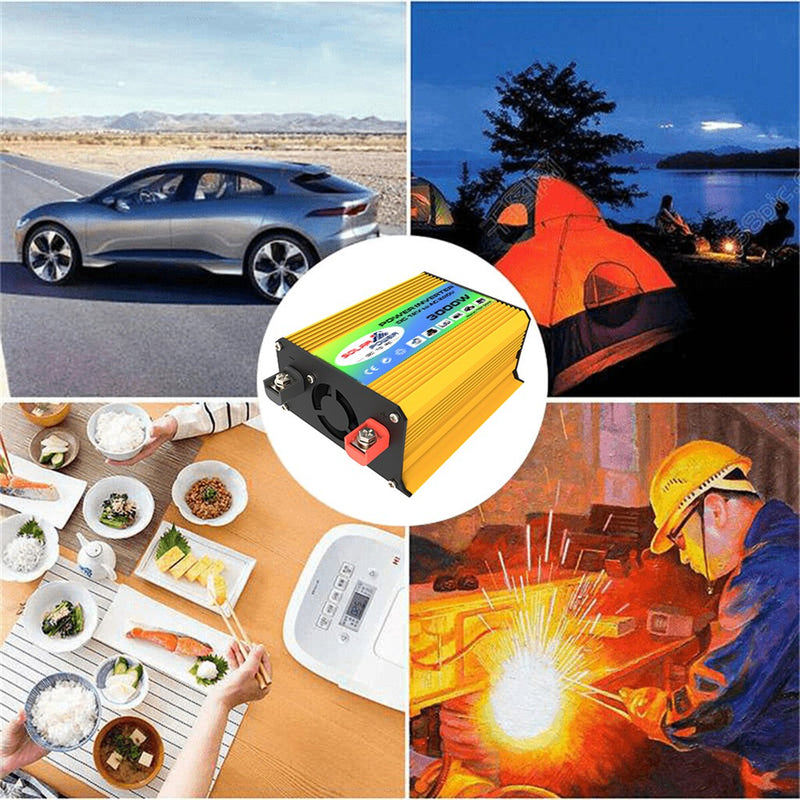 Tang I Generation 12V to 220V 3000W Intelligent Car Power Inverter with Dual USB for Camping, Traveling