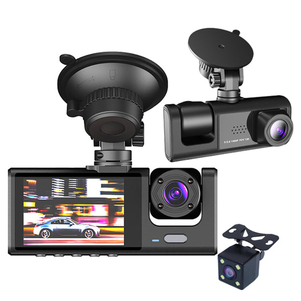 C309 2.0" IPS Screen 3-Lens Car Dash Cam Full HD 1080P Car Video Recorder 130-Degree Wide Angle Car Recorder