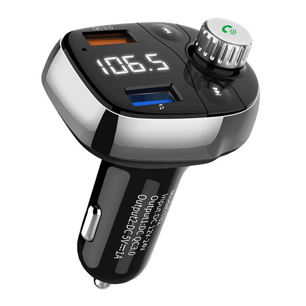 T62 QC 3.0 Bluetooth FM Transmitter Car Charger Wireless U Disk Adapter Music Player