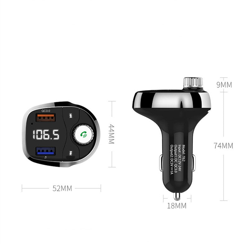 T62 QC 3.0 Bluetooth FM Transmitter Car Charger Wireless U Disk Adapter Music Player