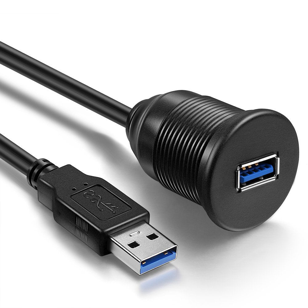 1m USB 3.0 Extension Flush Dash Panel Mount Cable for Car Boat Motorcycle
