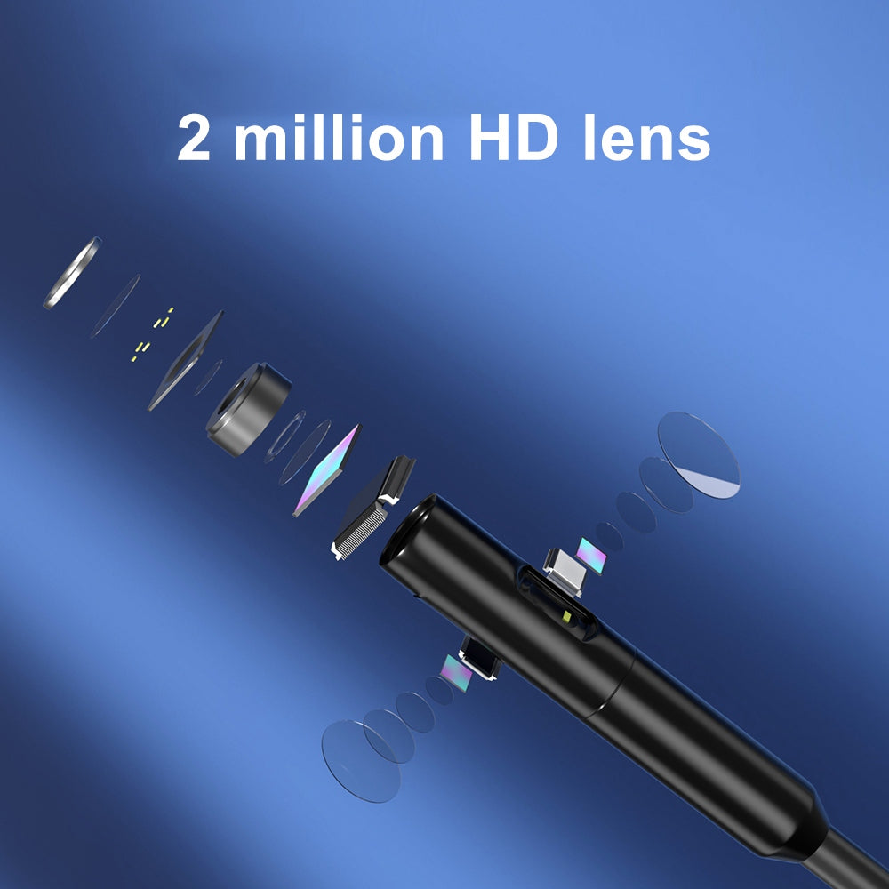 P50 2m Hard Wire HD 4.5" Screen Waterproof 8mm Three Lenses Borescope Inspection Endoscope Camera