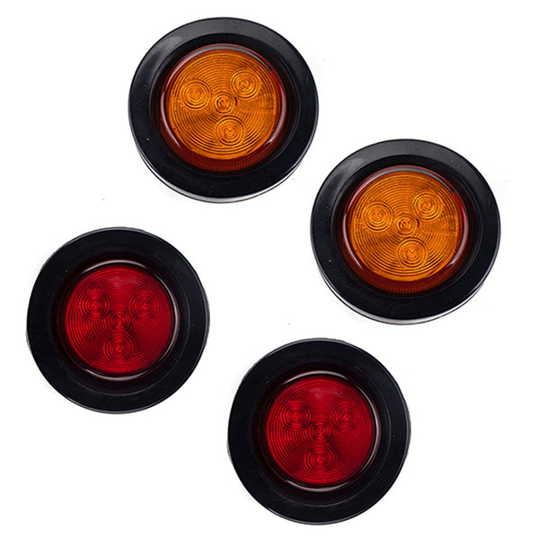 A5017 4Pcs / Set 2-inch Red / Yellow Rubber Ring LED Light Round Side LED Light with Heat Shrinkable Tube #4-2