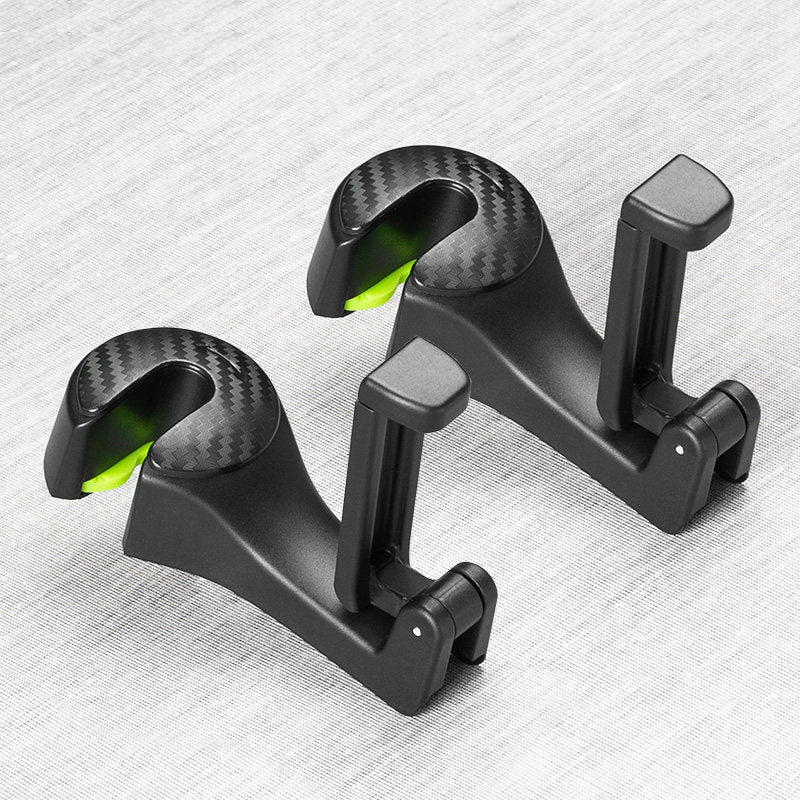 2 in 1 Auto Car Headrest Hooks Multi-function Seat Back Hook Car Phone Mount Holder Fastener Seat Back Hanger Clips for Bags/Mobile Phones