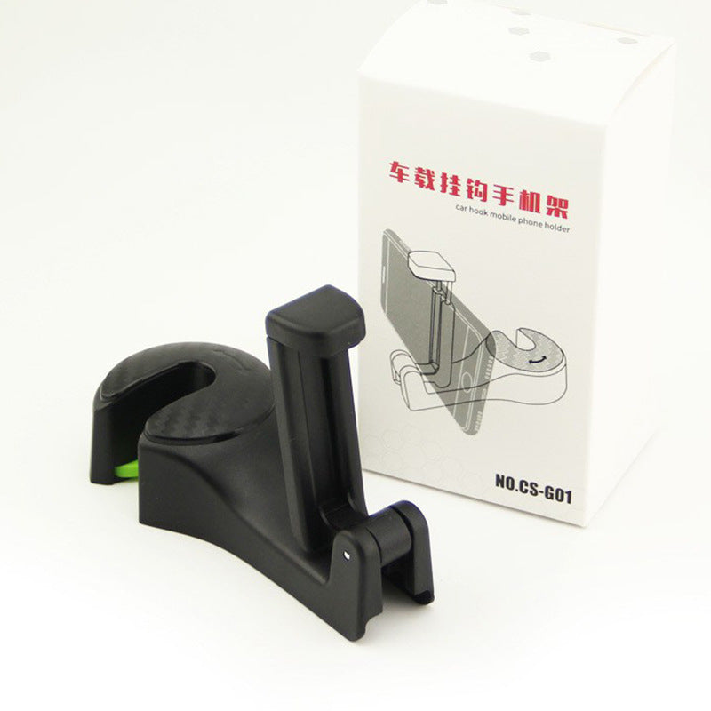 2 in 1 Auto Car Headrest Hooks Multi-function Seat Back Hook Car Phone Mount Holder Fastener Seat Back Hanger Clips for Bags/Mobile Phones
