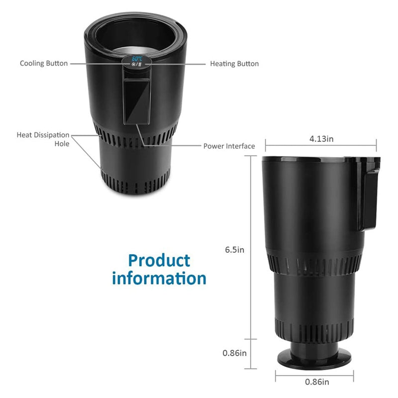 12V 2-in-1 Car Beverage Fast Cooling/Heating Cup Car Insulation Drink Warmer Cooler