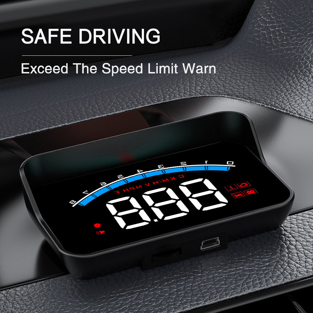 M6S Multifunctional 3.5 Inch Screen Head Up Display Car Electronic HUD Windshield Projector Overspeed Security Alarm