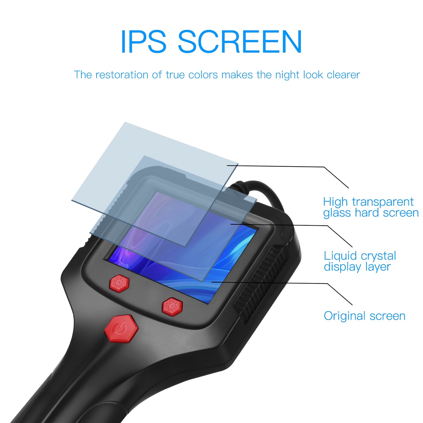 P100 2m Rigid Cable, 6-LED Pipe Inspection Borescope 8mm Lens 2.4 Inch IPS Screen HD 1080P Industrial Endoscope Camera