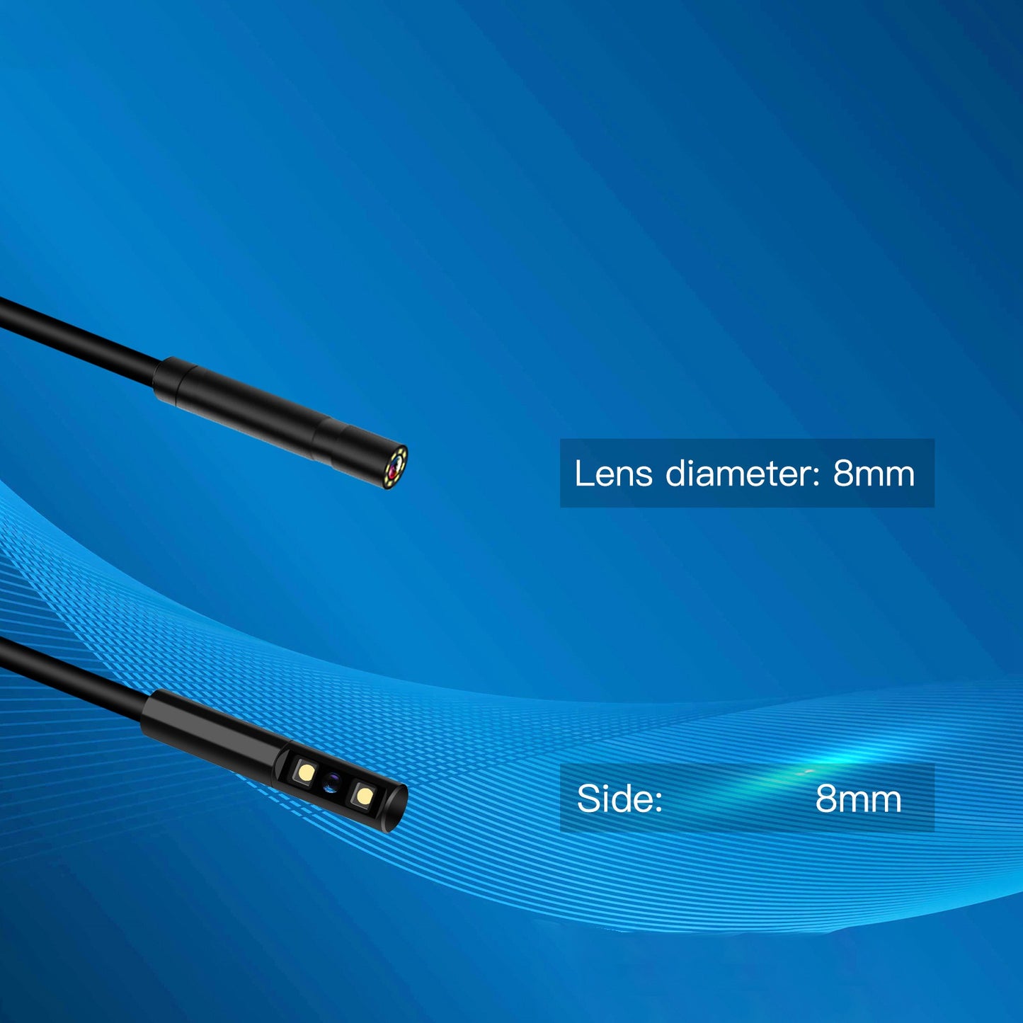 P100 2m Rigid Cable, 6-LED Pipe Inspection Borescope 8mm Lens 2.4 Inch IPS Screen HD 1080P Industrial Endoscope Camera