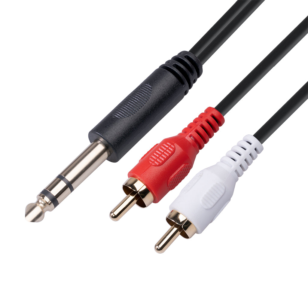 1.5m 6.35mm Male to Dual RCA Male Audio Cable HiFi Stereo Aux Adapter Splitter Cable Cord for Mixer