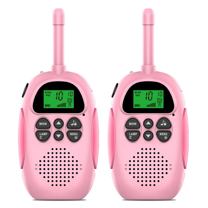 2Pcs DJ100 Children Walkie Talkie Toys Kids Interphone Mini Handheld Transceiver 3KM Range UHF Radio with Lanyard