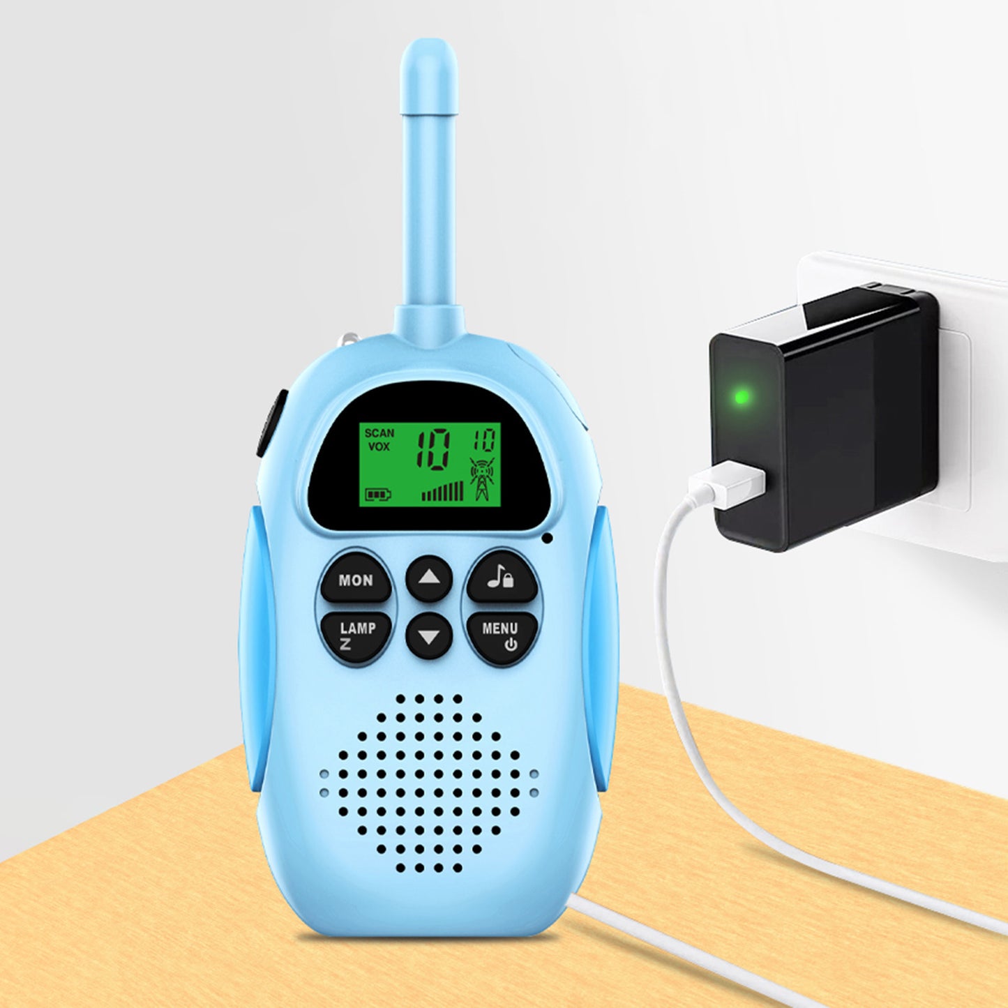 2Pcs DJ100 Children Walkie Talkie Toys Kids Interphone Mini Handheld Transceiver 3KM Range UHF Radio with Lanyard