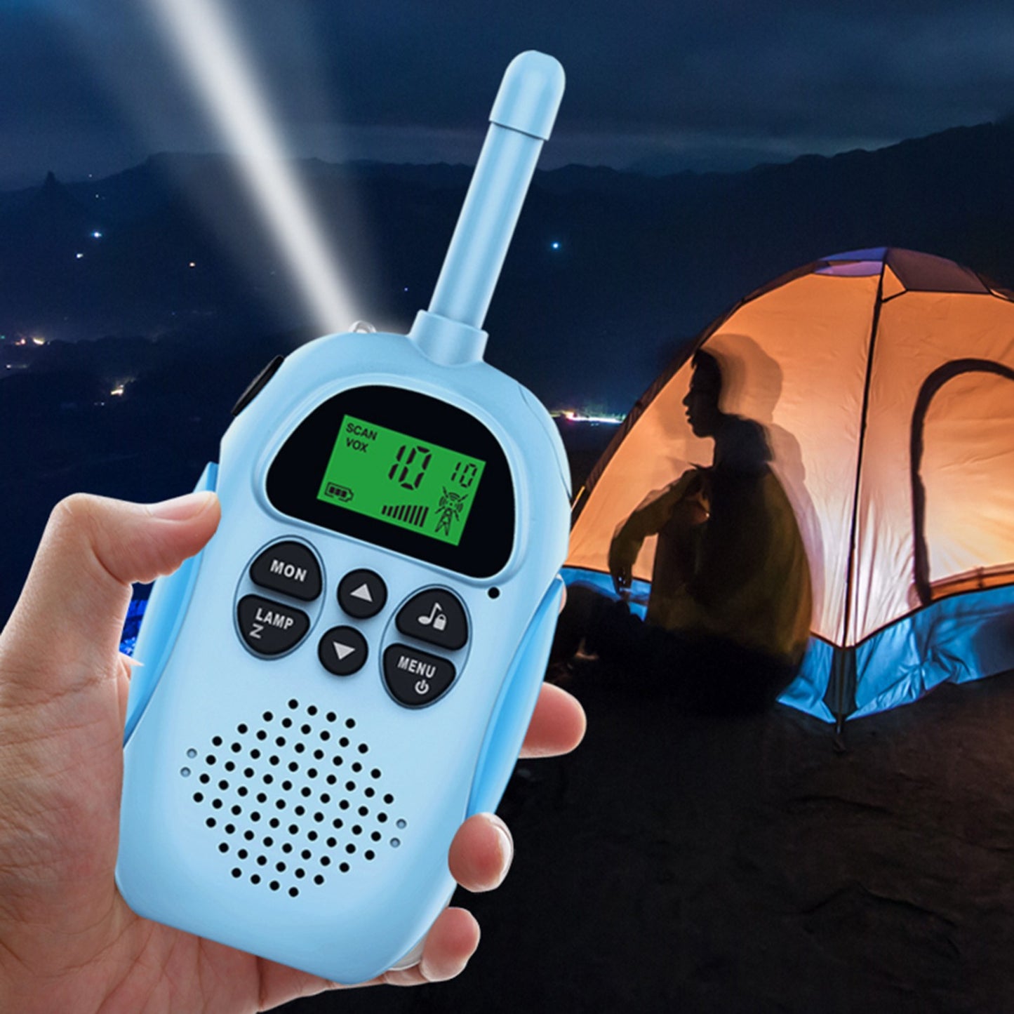 2Pcs DJ100 Children Walkie Talkie Toys Kids Interphone Mini Handheld Transceiver 3KM Range UHF Radio with Lanyard